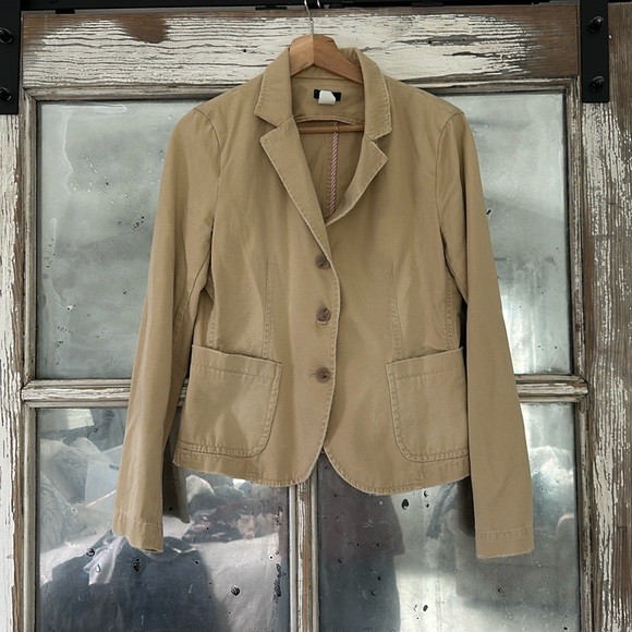 J. Crew Jackets & Blazers - J. Crew distressed/rough edge tan blazer jacket size L